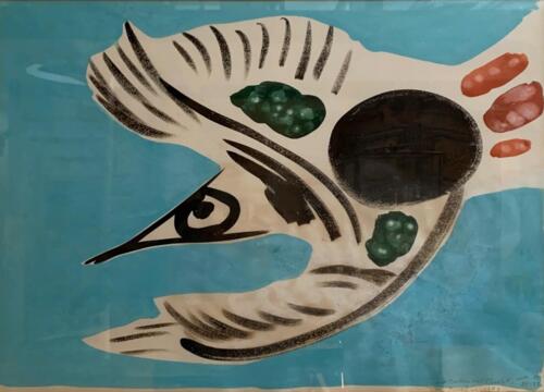 Meret Oppenheim, Vogel mit Ei, 1959 Meret Oppenheim, Vogel mit Ei, 1959, Gouache auf Papier, 50 × 60 cm, Sammlung Charlotte und Martin A. Bühler, Foto: Courtesy Charlotte und Martin A. Bühler, © 2026, ProLitteris, Zurich.